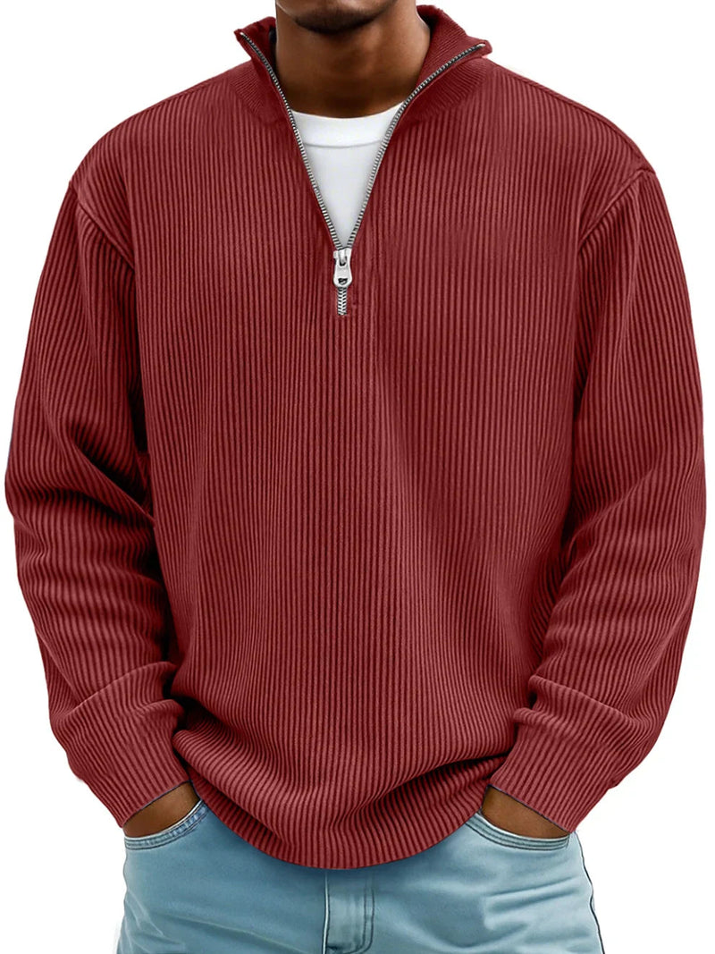 Men's Relaxed Half-Zip Ribbed Sweater