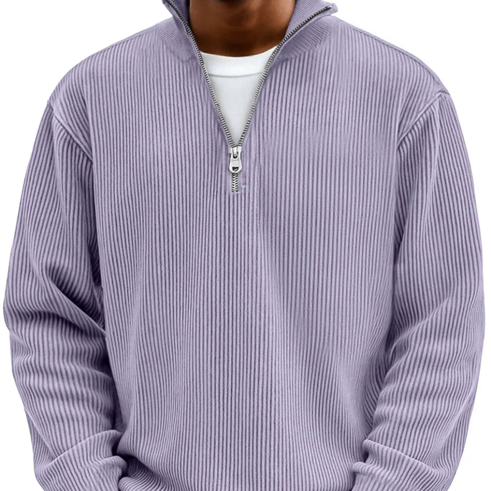 Men's High-Neck Half-Zip Knit Sweater
