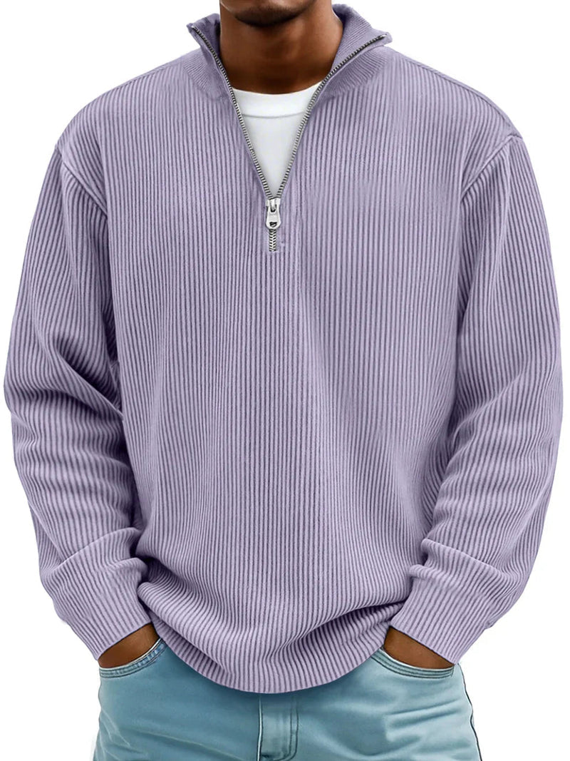 Men's Relaxed Half-Zip Ribbed Sweater