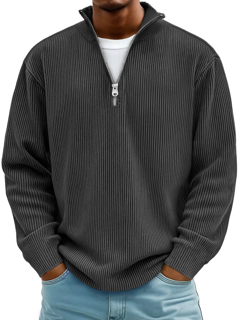 Men's Relaxed Half-Zip Ribbed Sweater