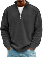 Men's Relaxed Half-Zip Ribbed Sweater