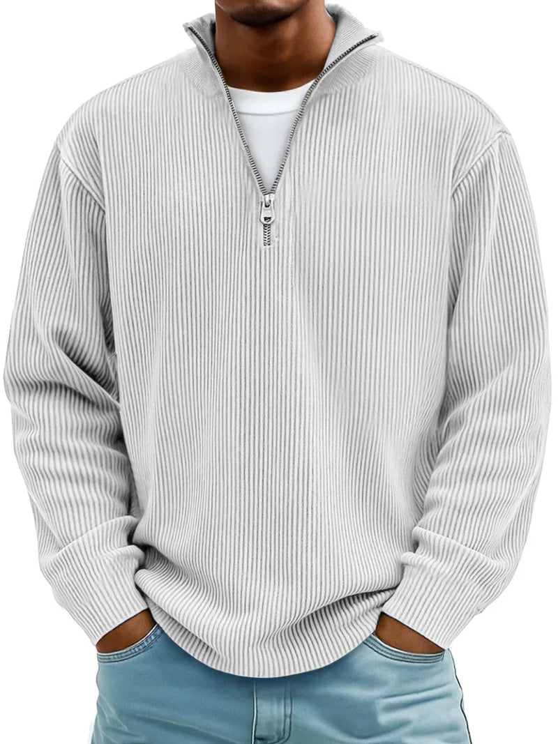 Men's Relaxed Half-Zip Ribbed Sweater