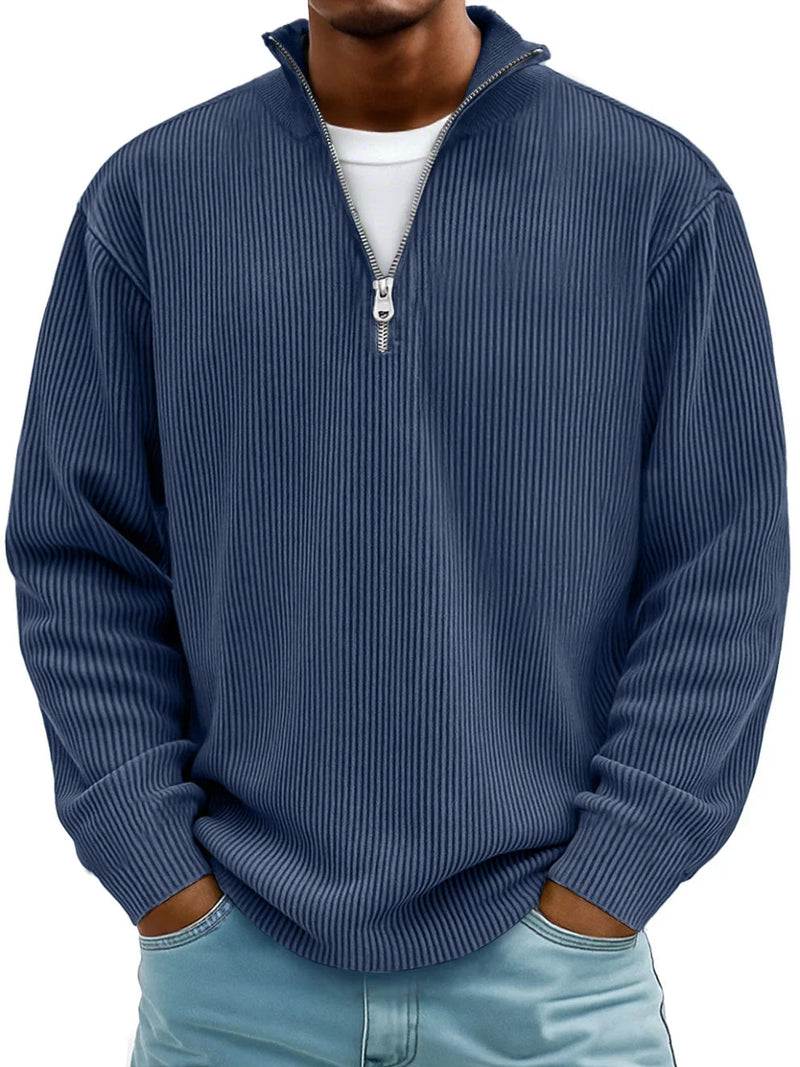 Men's Relaxed Half-Zip Ribbed Sweater