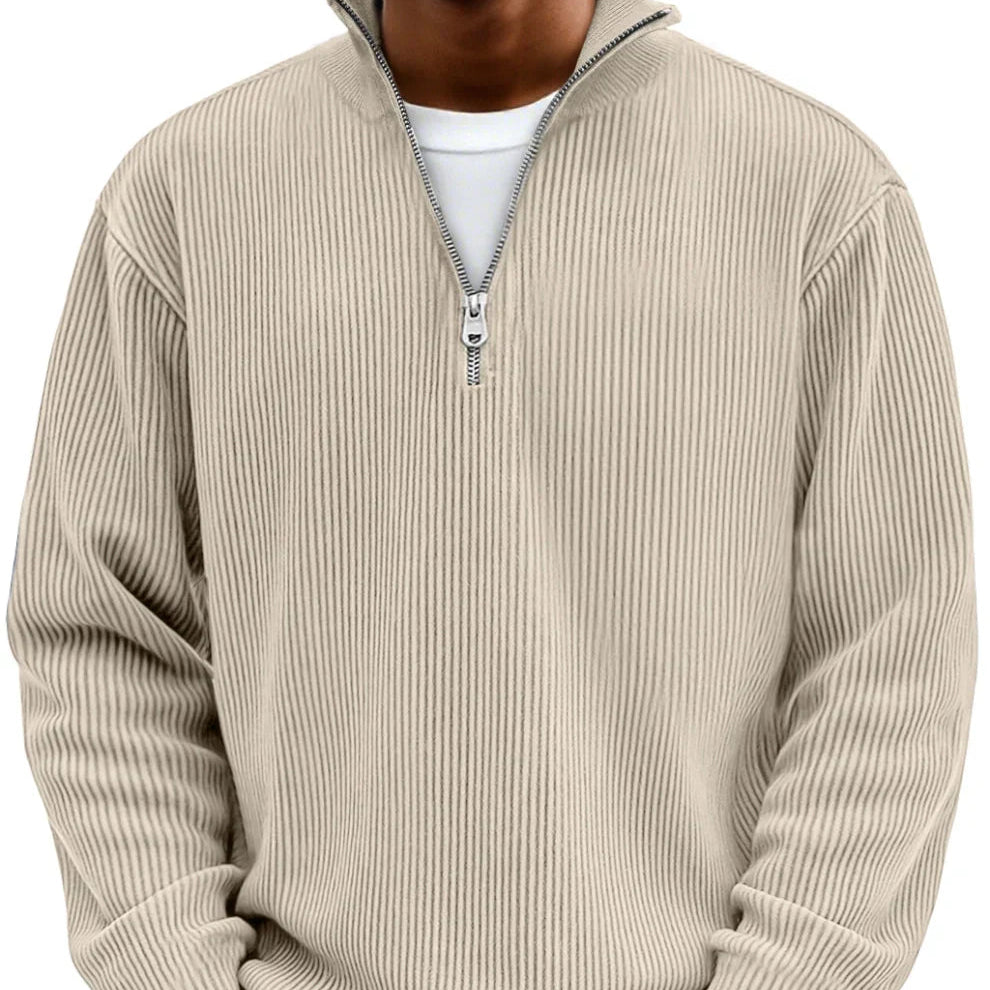 Men's High-Neck Half-Zip Knit Sweater