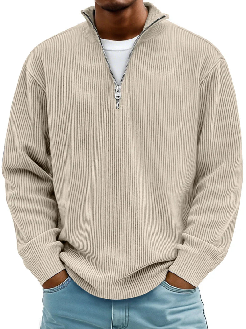 Men's Relaxed Half-Zip Ribbed Sweater