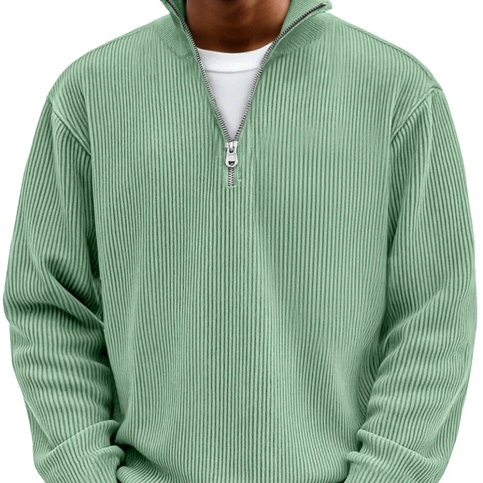 Men's High-Neck Half-Zip Knit Sweater