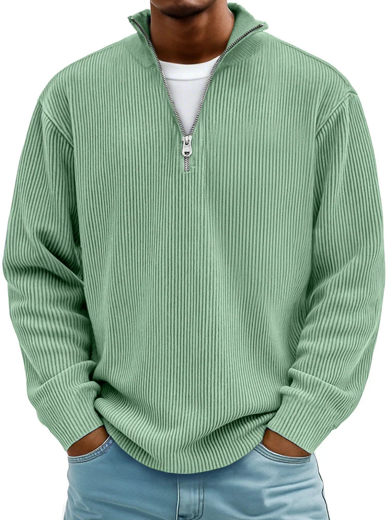 Men's Relaxed Half-Zip Ribbed Sweater