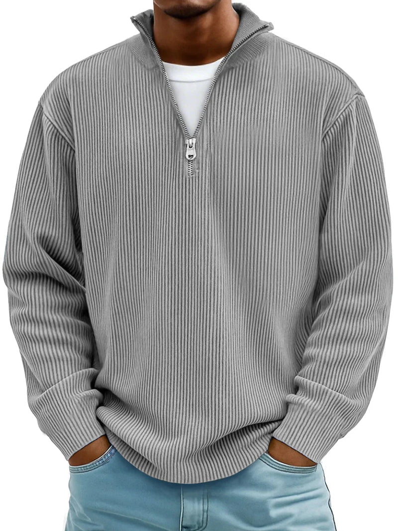Men's Relaxed Half-Zip Ribbed Sweater
