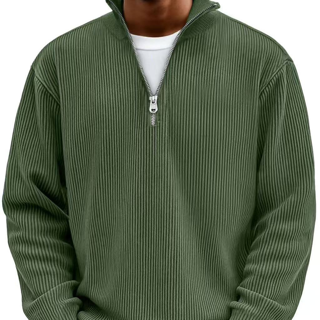 Men's High-Neck Half-Zip Knit Sweater