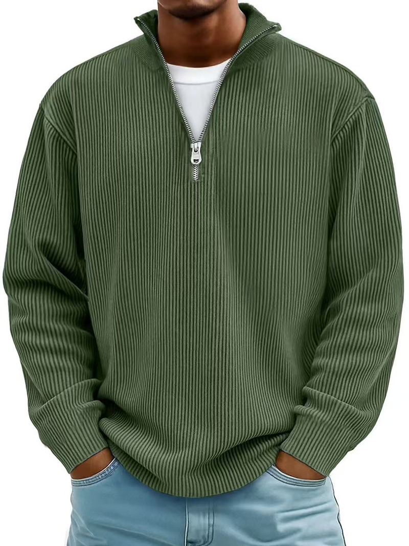 Men's Relaxed Half-Zip Ribbed Sweater