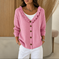 Women's Ruffle Collar Button-Front Knit Cardigan
