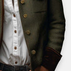 Women's Herringbone Tweed Jacket with Stand Collar