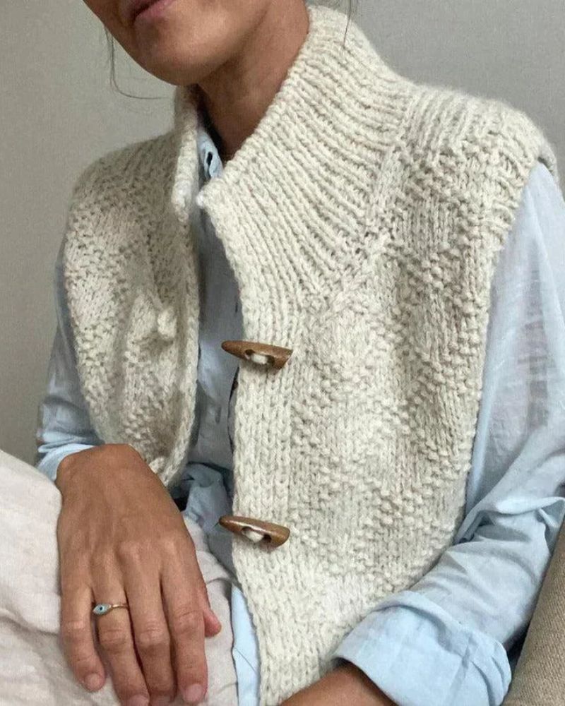 Women's Textured Knit Vest with Toggle Buttons