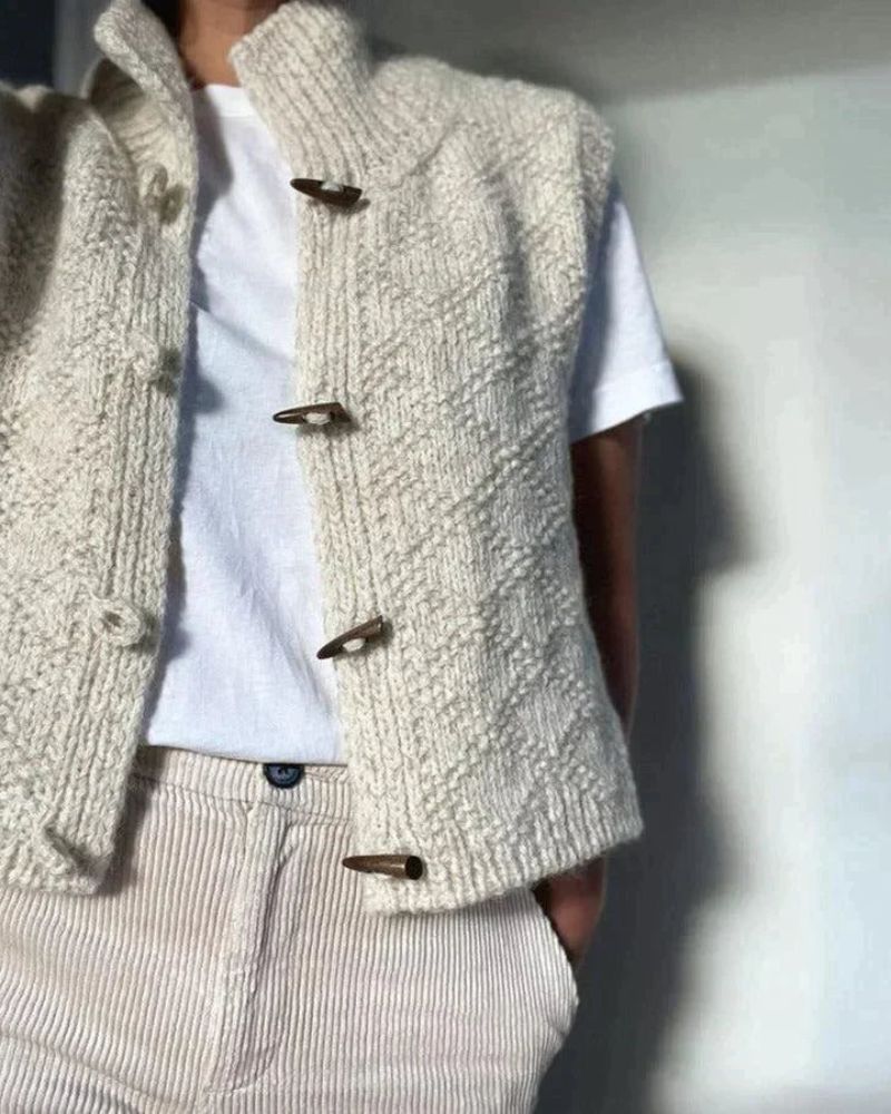 Women's Textured Knit Vest with Toggle Buttons