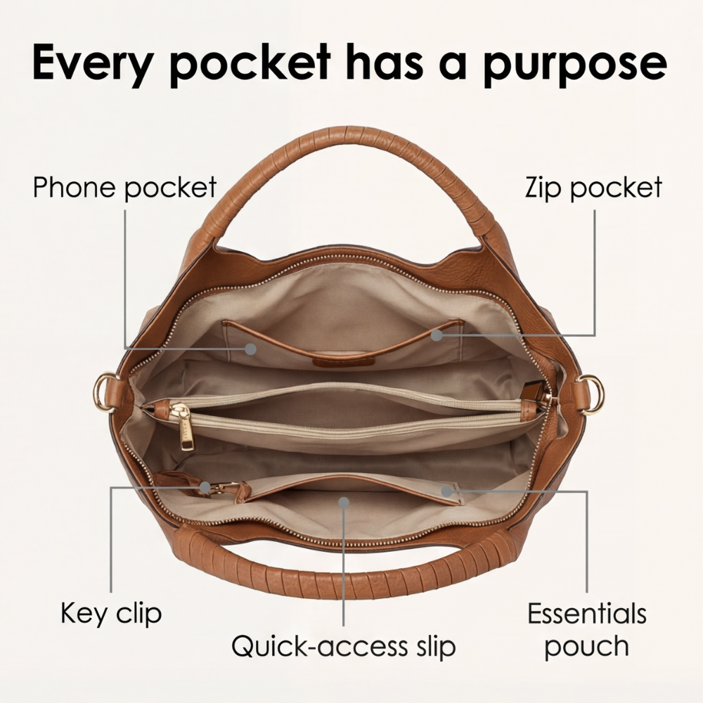 Women's Soft PU Hobo Handbag with Top Handles