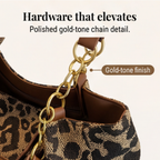 Women's Leopard Print Canvas Tote with Chain Detail