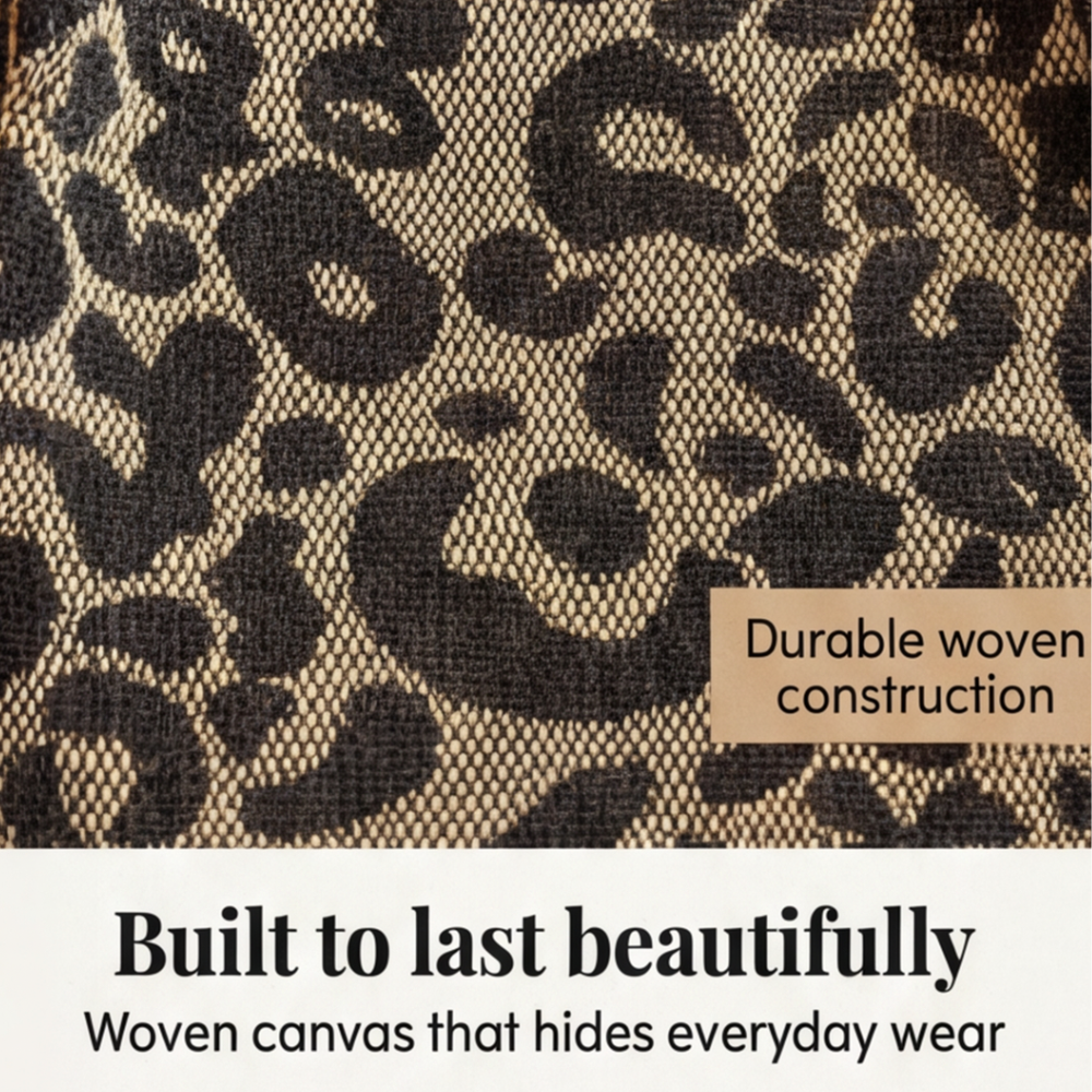 Women's Leopard Print Canvas Tote with Chain Detail