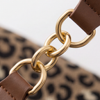 Women's Leopard Print Canvas Tote with Chain Detail