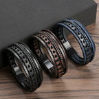 Men's Braided Layered Bracelet with Magnetic Clasp