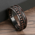 Men's Braided Layered Bracelet with Magnetic Clasp