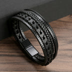 Men's Braided Layered Bracelet with Magnetic Clasp