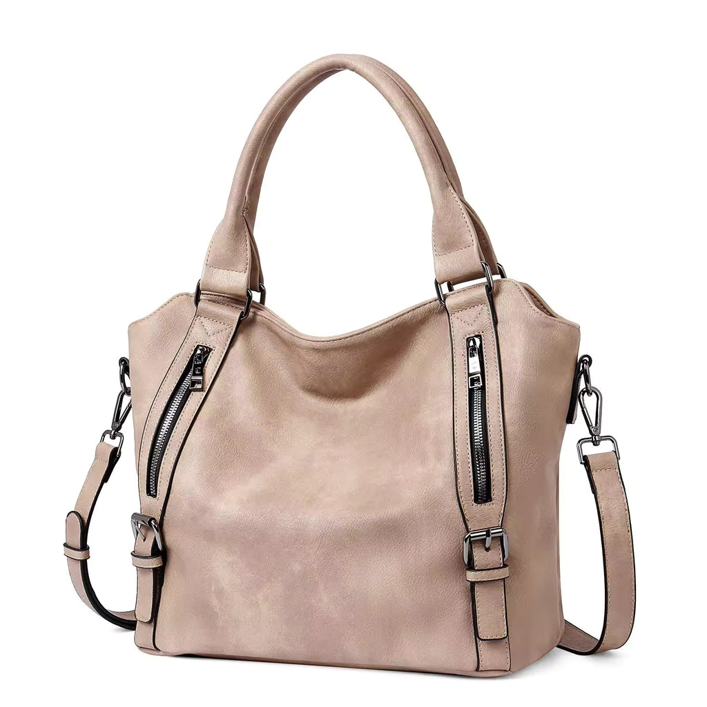 Women's Faux Leather Tote Bag with Shoulder Strap