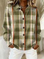Women's Plaid Cotton Blend Button-Front Shirt