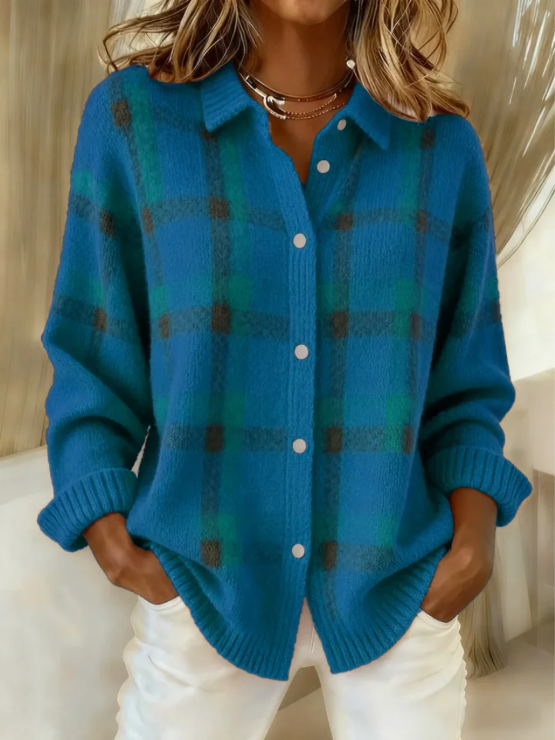 Women's Plaid Cotton Blend Button-Front Shirt