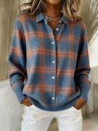 Women's Plaid Cotton Blend Button-Front Shirt