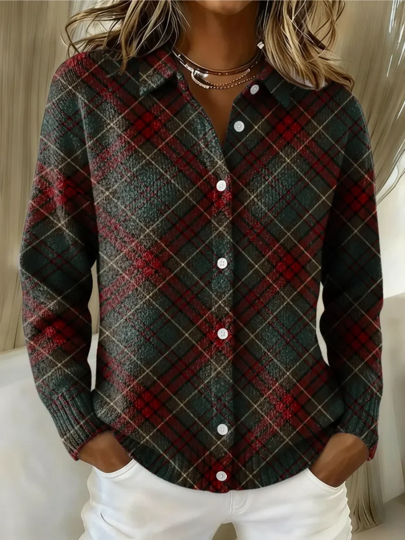 Women's Plaid Cotton Blend Button-Front Shirt