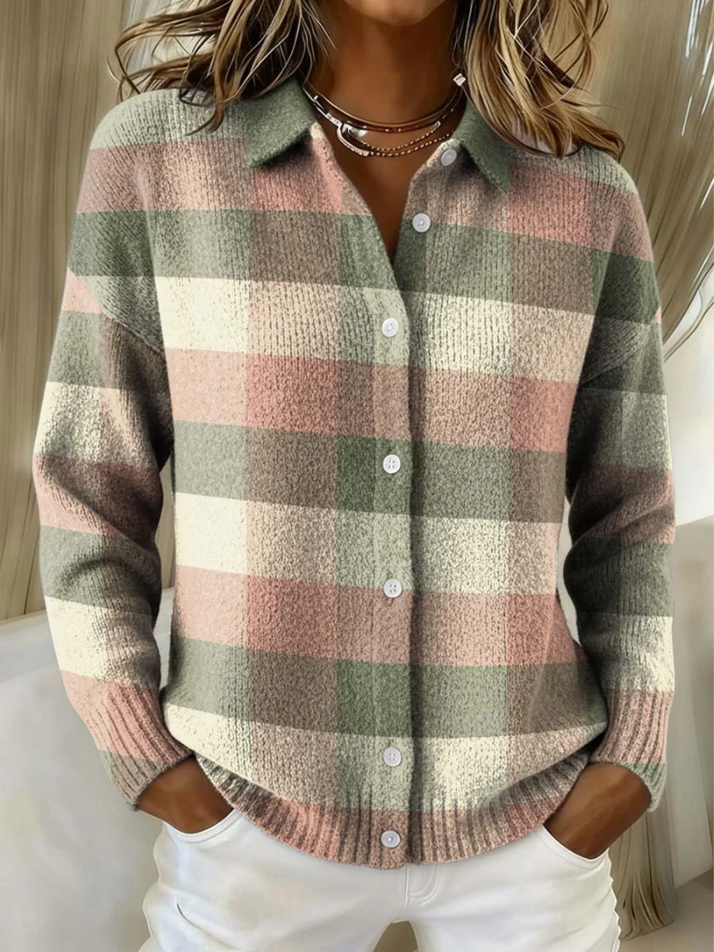 Women's Plaid Cotton Blend Button-Front Shirt
