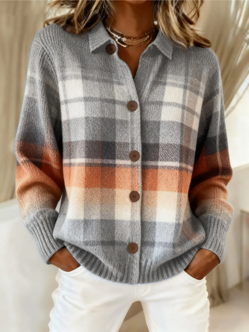 Women's Plaid Cotton Blend Button-Front Shirt