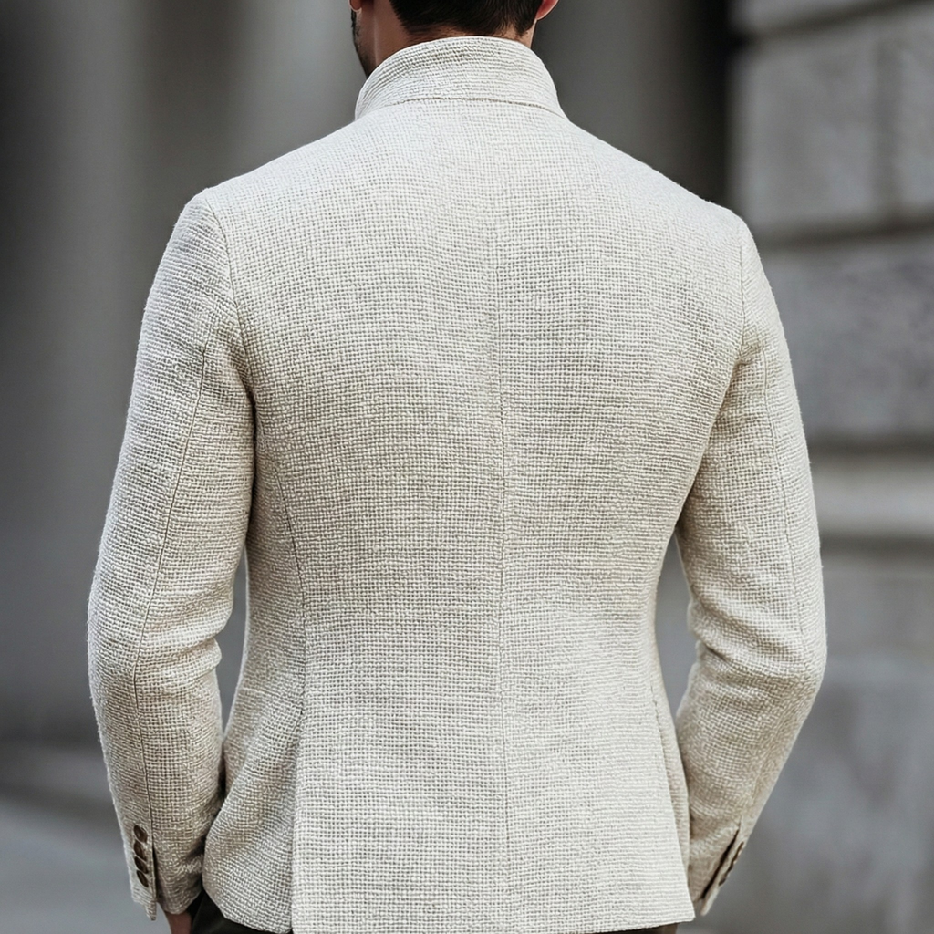 Men's Stand-Collar Single-Breasted Knit Cardigan