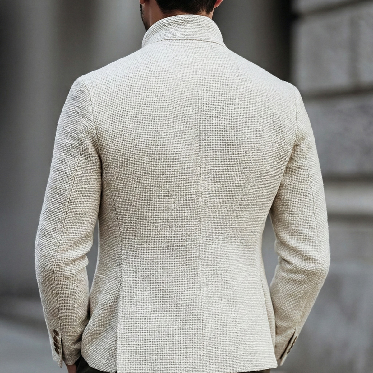 Men's Stand-Collar Single-Breasted Knit Cardigan