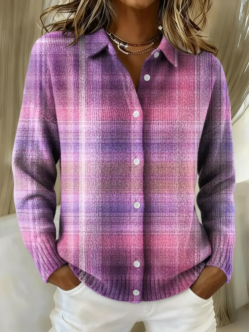 Women's Plaid Cotton Blend Button-Front Shirt