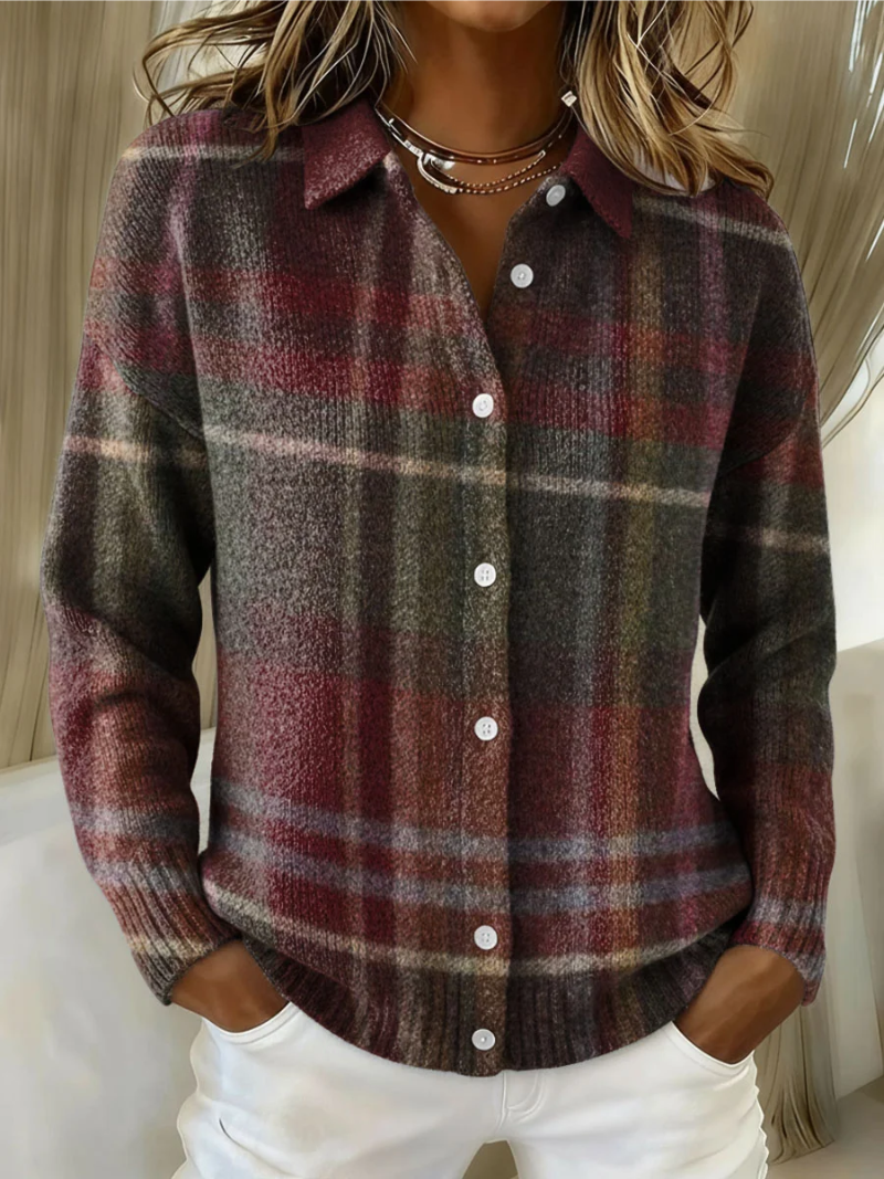 Women's Plaid Cotton Blend Button-Front Shirt