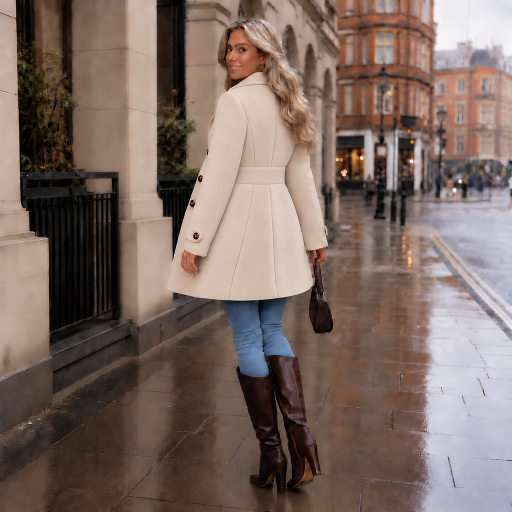 Women's Tailored Trench Coat with Shaped Waist