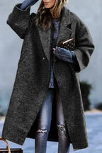 Women's Floral Print Long Coat with Stand Collar