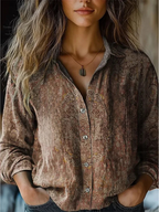 Women's Botanical Print Button-Front Blouse