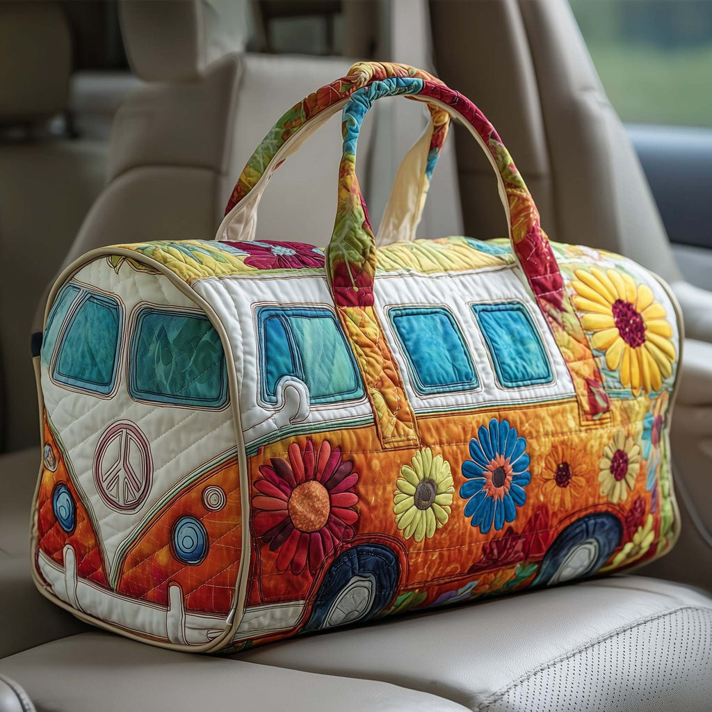 Padded Patchwork Travel Duffel Bag with Zip Closure