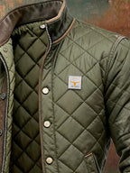 Men's Diamond Quilted Jacket with Snap Front