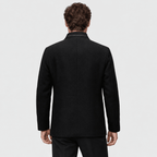 Ascot – Tailored Mandarin-Collar Wool Overcoat (Black) - MattiaCremasco