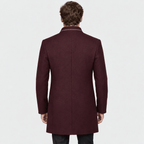 Ascot – Tailored Mandarin-Collar Wool Overcoat (Burgundy) - MattiaCremasco