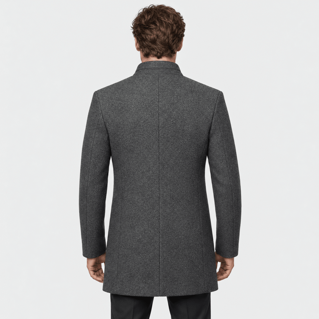 Ascot – Tailored Mandarin-Collar Wool Overcoat (Charcoal Grey) - MattiaCremasco