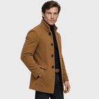 Barrington – Tailored Corduroy Stand-Collar Overcoat (Camel Brown) - MattiaCremasco