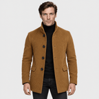 Barrington – Tailored Corduroy Stand-Collar Overcoat (Camel Brown) - MattiaCremasco