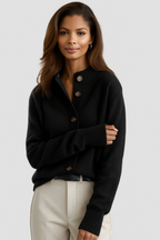 Women's High-Collar Button-Front Knit Cardigan