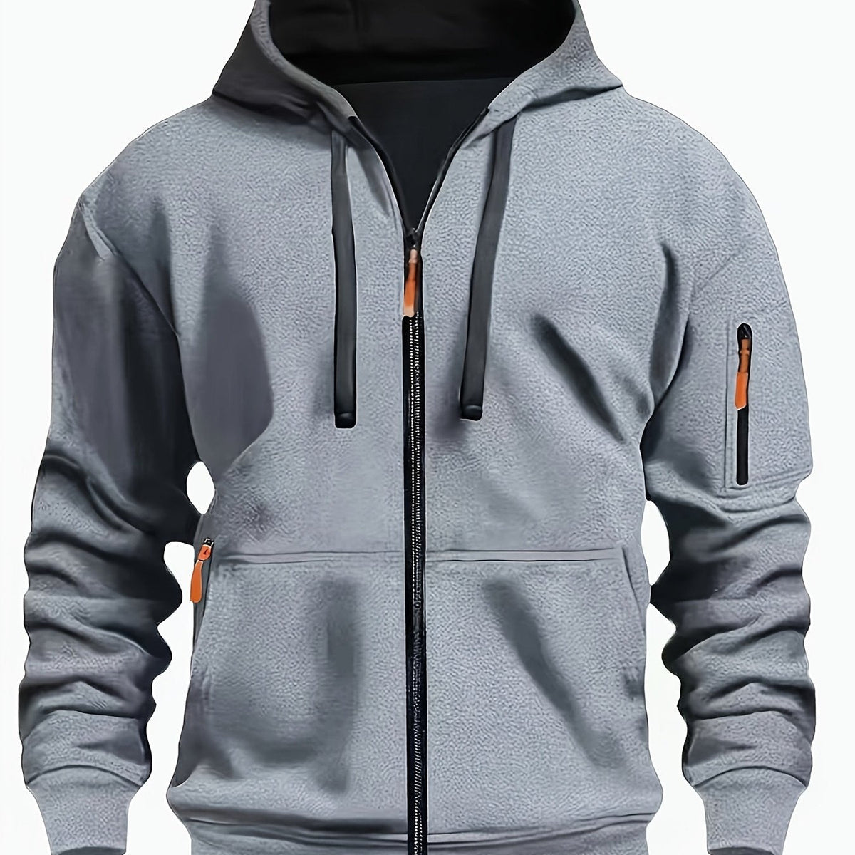 Men's Full-Zip Hoodie with Sleeve Zip Pocket