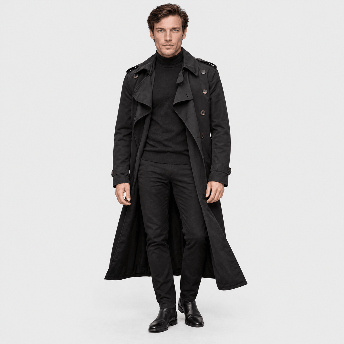 Belgravia – Classic Double-Breasted Long Trench Coat (Black) - MattiaCremasco
