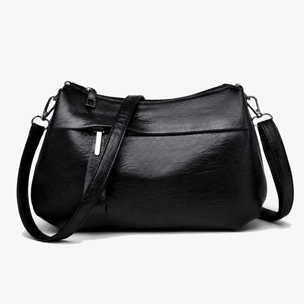 Women's Faux Leather Crossbody Bag with Three Compartments